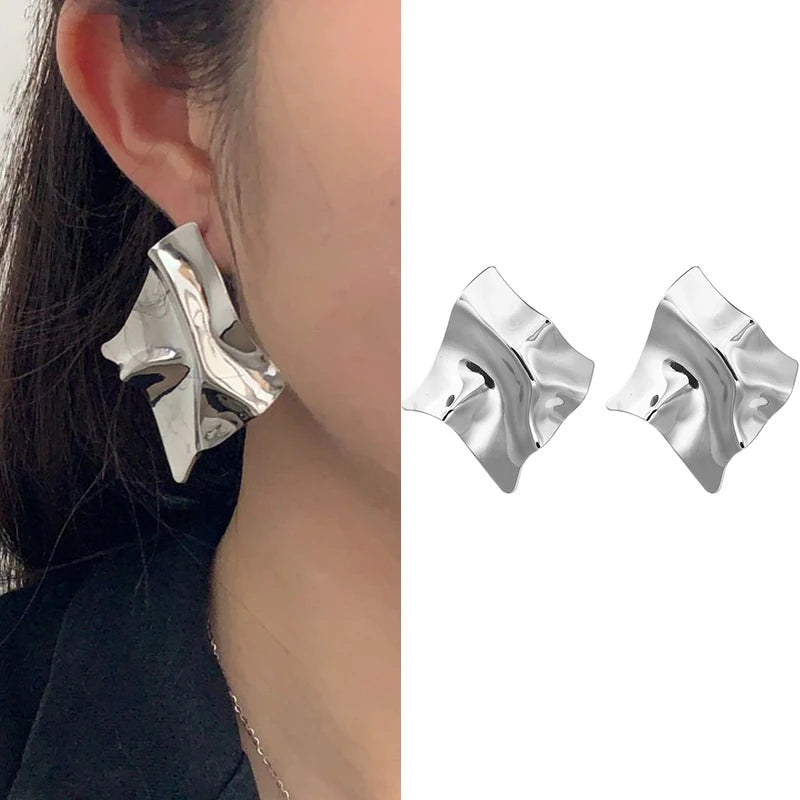 Boucles d'oreilles pendantes en métal pour femmes, boucles d'oreilles Pmot irrégulières, boucles d'oreilles géométriques torsadées,