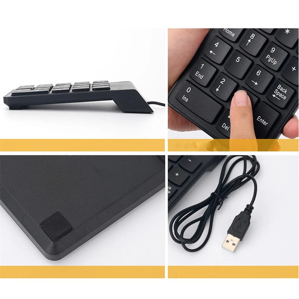 Mini clavier numérique filaire USB sans fil, pavé numérique pour la comptabilité, caissier bancaire, ordinateur portable, ordinateur portable, tablettes, 18 prédire