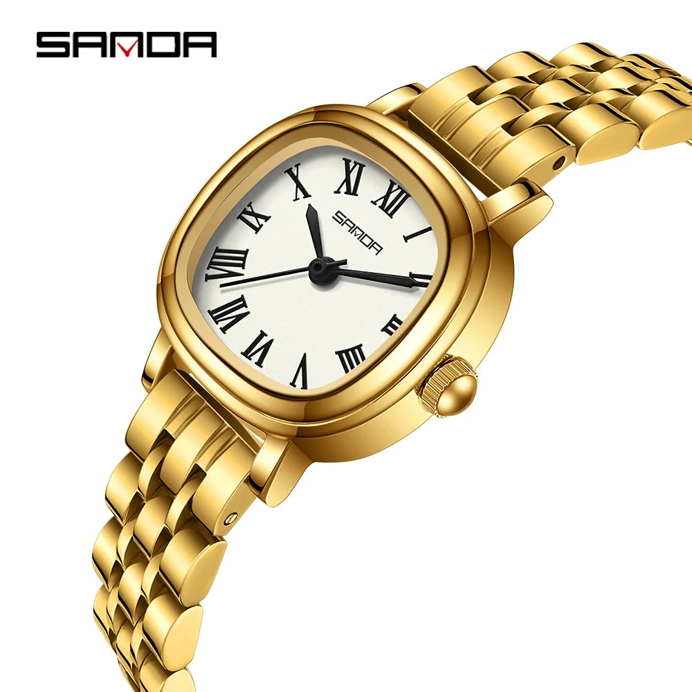 SANDA 1137 mode femmes Quartz élégant or Rose Simple romain bracelet en acier inoxydable