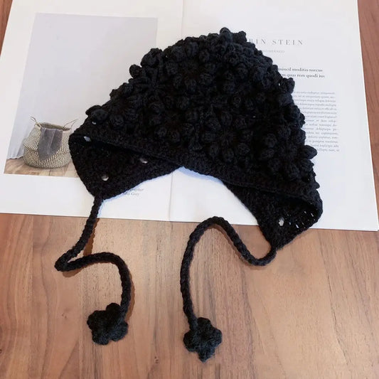 Chapeau respirant fait à la main pour enfants, crânes au crochet à fleurs creuses, style bohème, béret polyvalent, casquette pour enfants, filles