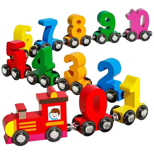 Ensemble de Train pour tout-petits, activités d'apprentissage, ensemble de Train éducatif pour tout-petits, Puzzle de Train numérique magnétique en bois