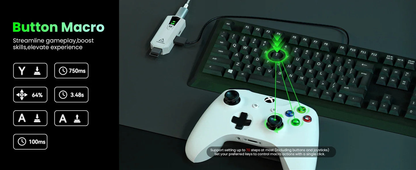 AIMZENIX AX200PRO Keyboard and Mouse Adapter, High Performance Converter | Compatible with Popular FPS Games | PC and NS Platforms