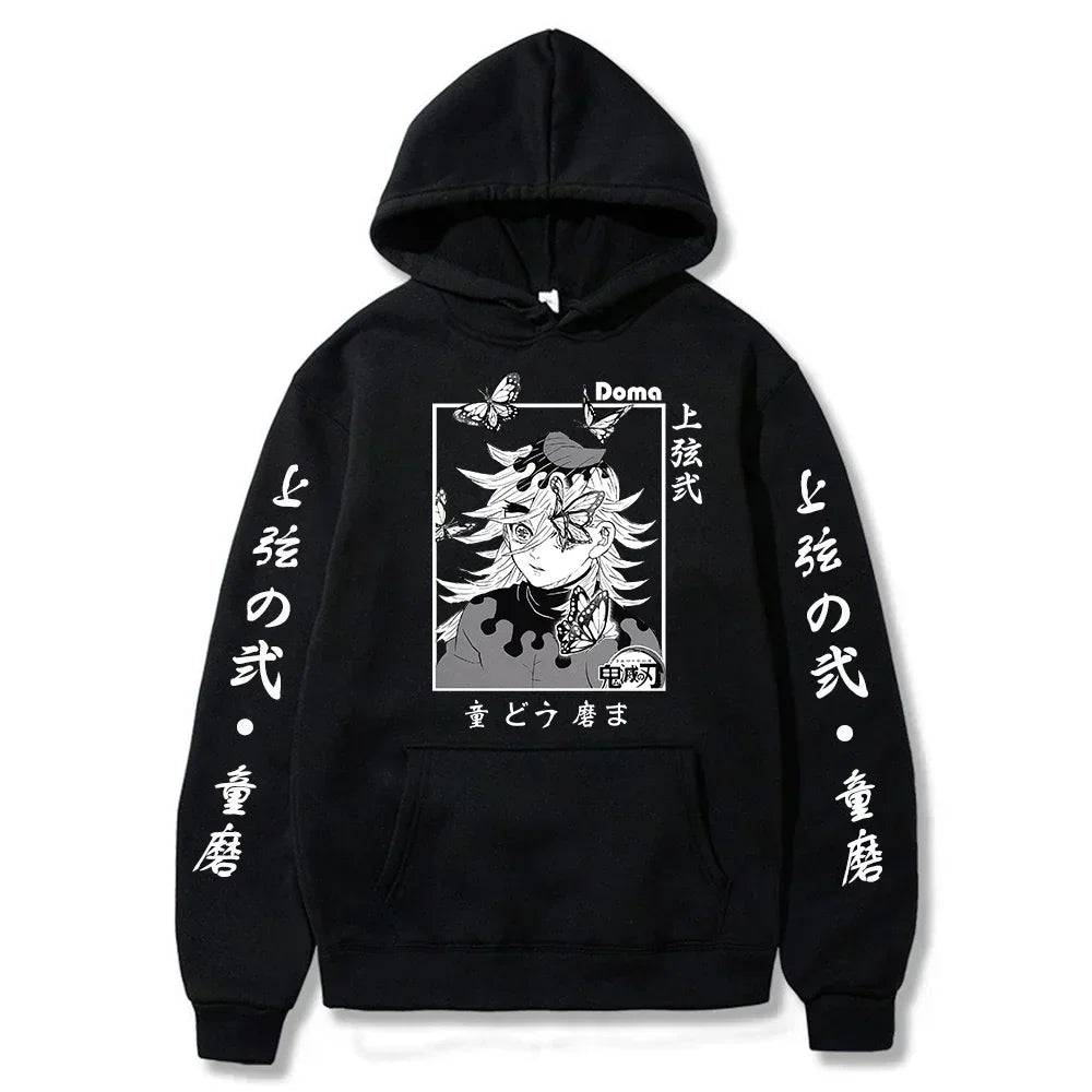 Sweat à capuche pour hommes et femmes, imprimé graphique Douma, décontracté, ample, Harajuku, unisexe, automne, chaud, tendance, Anime Demon Slayer
