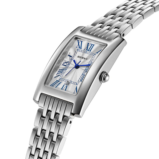 BERNY montre carrée pour femmes Quartz mode dames montre-bracelet saphir luxe chiffre romain Date décontracté Rectangle femmes montres