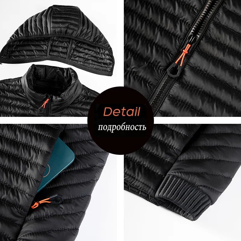Veste Parka Imperméable pour Homme, Manteau Chaud, Décontracté, à la Mode, Coupe-Vent, avec Poignées, Chapeau Amovible, Nouvelle Collection Automne Hiver