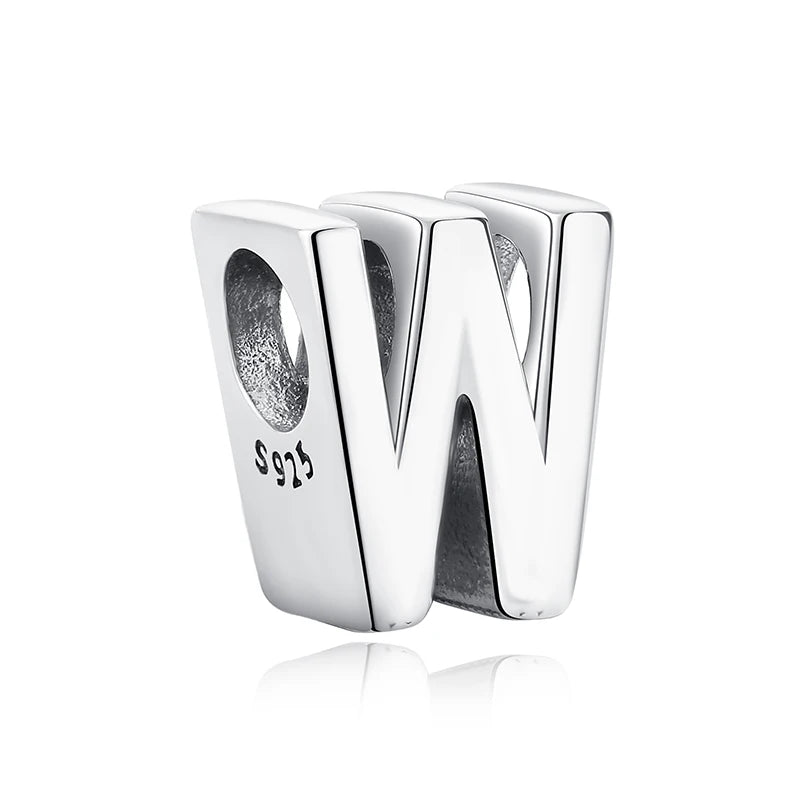 925 argent Sterling breloque perle Vintage Alphabet A-Z lettre pendentif breloques ajustement marque Bracelets colliers femmes bijoux à bricoler soi-même