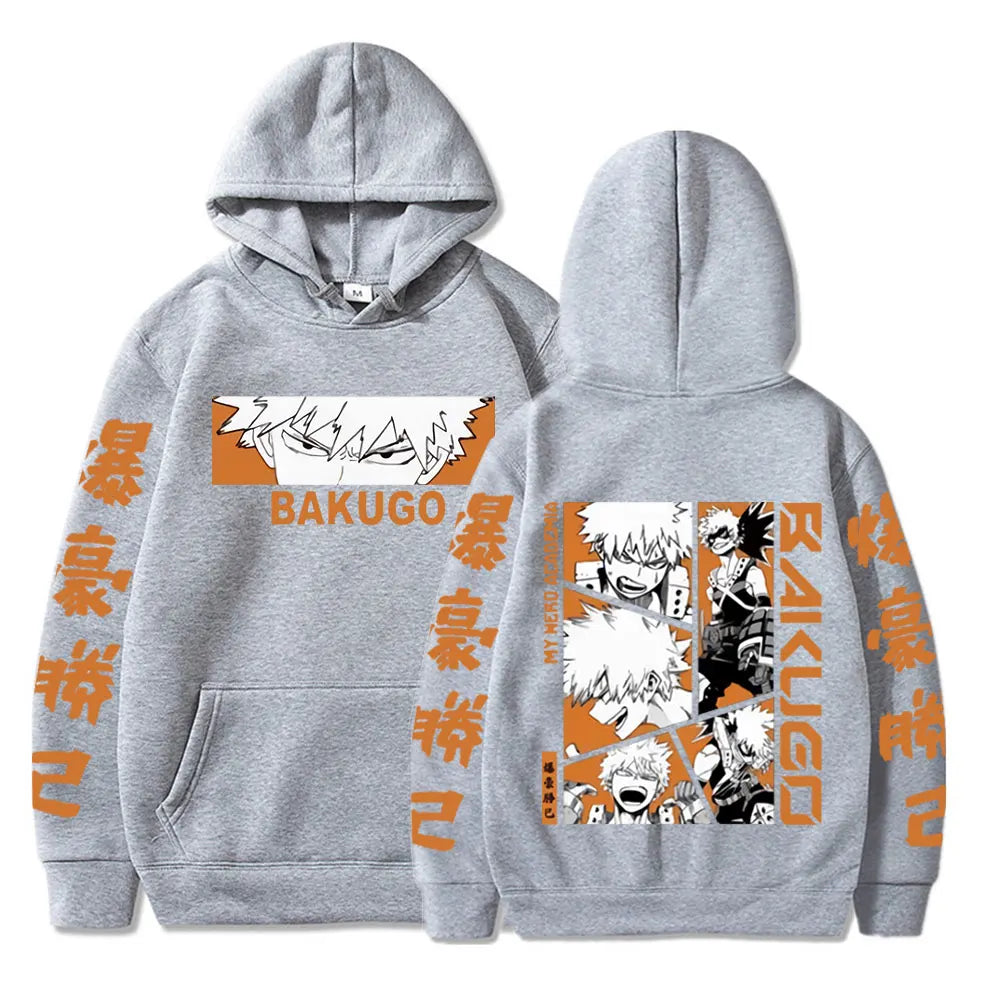 My Hero Academia Anime hommes femmes mode sweat à capuche Bakugou Katsuki pulls décontractés surdimensionné à manches longues sweat Streetwear