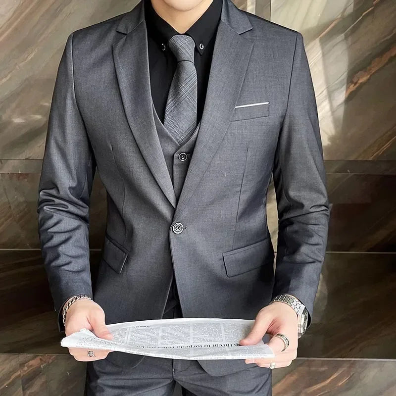 S-9XL nouveau (Blazer + gilet + pantalon) hommes d'affaires de mode Gentleman professionnel robe formelle Version coréenne robe de Banquet costume 6XL