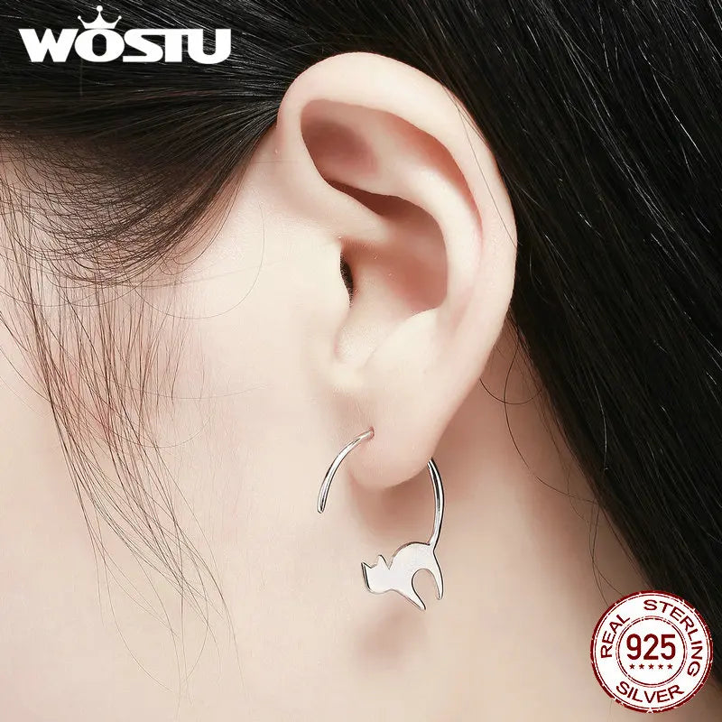 WOSTU – boucles d'oreilles en argent Sterling 100% pour femme, bijou en argent S925, cadeau idéal, référence FIE073