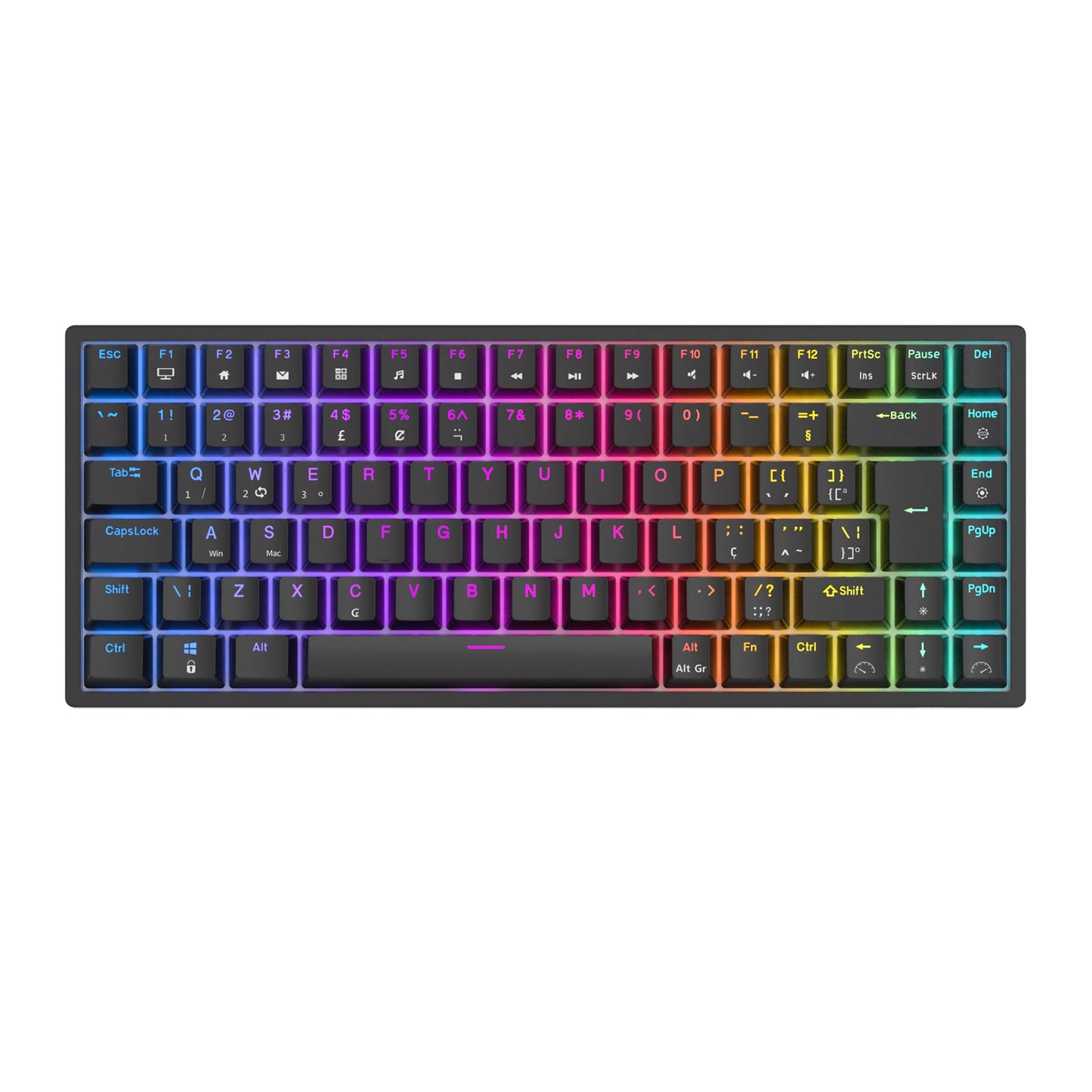RK84 RK ROYAL KLUDGE clavier de joueur sans fil espagnol brésilien Tri-mode BT5.0/2.4G/USB-C 75% clavier mécanique Bluetooth rvb