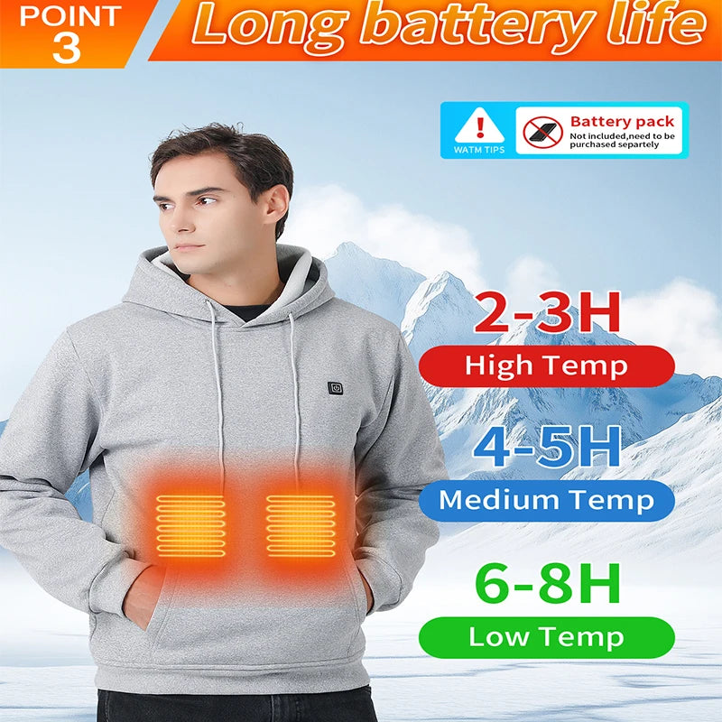 Nouveau sweat à capuche chauffant USB Intelligent pour hommes femmes hiver 7 zones corail polaire à capuche vêtements chauffants vêtements de sport thermiques en plein air