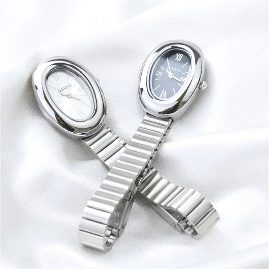 Belles montres ovales pour femmes et filles, bracelet Simple en cuir et acier inoxydable, nouvelle collection 2025