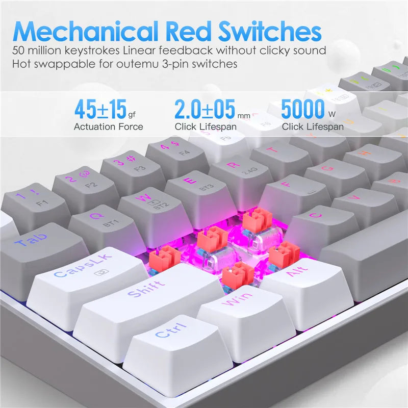 Redragon K616 Pro TKL clavier mécanique rvb sans fil 5.0 BT/2.4 Ghz/filaire trois Modes 60% clavier Bluetooth commutateur rouge linéaire