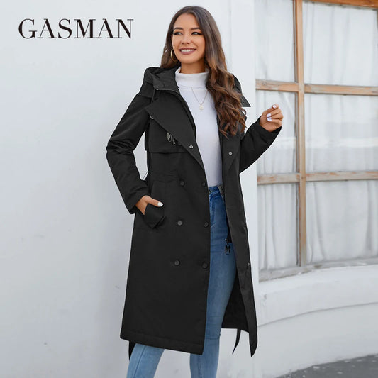 GASMAN – doudoune longue en coton fin pour femme, 2023