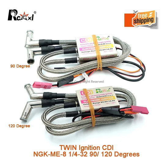 Rcexl Simple/Twin VILLE CDI NGK-ME-8 1/4-32 90/ 120 Résistant ou Droit pour Gaz GOLD DLE Moteur RC Avion