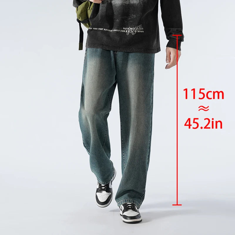 Jean surdimensionné pour hommes, pantalon Extra Long, longueur au sol, épais, 115cm, 110cm, jambes droites, 190cm, automne