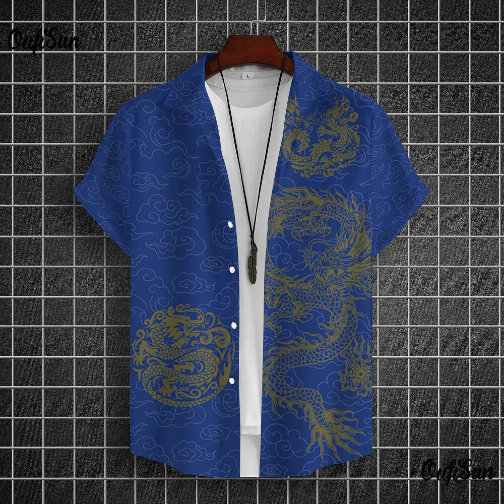 Chemises à manches courtes pour hommes, vêtements graphiques Y-Dragon, chemises 3D, streetwear décontracté, mode, été, déclin, chemisier masculin, 2024