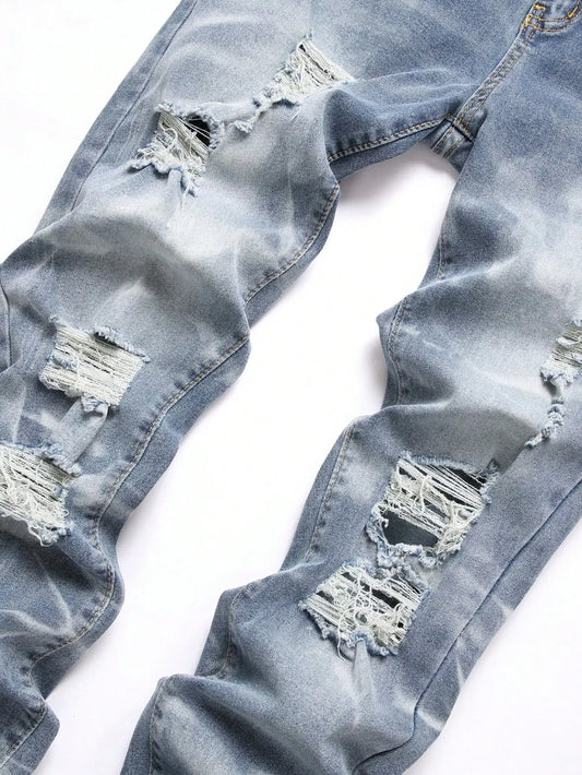 Mode hommes jean pantalon Stretch bleu jean moulant pour hommes décontracté coupe ajustée Denim pantalon Style coréen homme pantalon jean