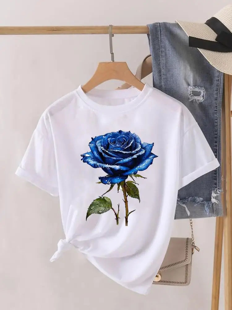 Tendance fleur Style mignon à manches courtes femmes imprimer femme chemise mode vêtements graphiques T-shirts vêtements dame t-shirt décontracté
