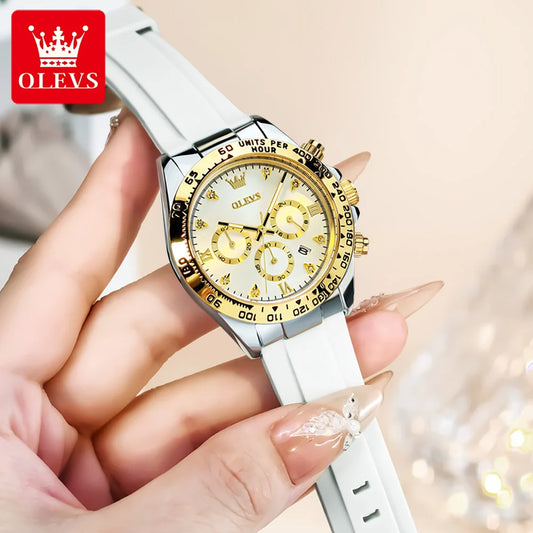 OLEVS 5618 montre de luxe Original Quartz femmes montre Silicone étanche montre calendrier chronographe