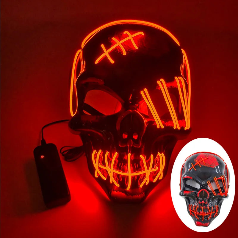 Masque de Purge d'Horreur Brcorporelle à LED, Complet au Néon, pour Cosplay, Fournitures de ixde Bar, Thème du Film d'Halloween