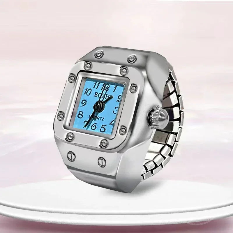 Montre de doigt punk vintage pour hommes et femmes, mini bracelet élastique,