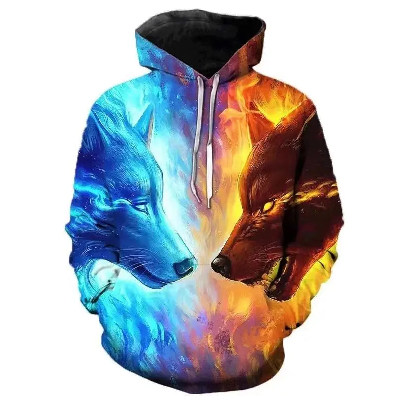 Sweat à capuche à motif 3D pour hommes, sweat-shirt d'automne, marque de rue drôle, amoureux du loup, mode, nouveau, 2023