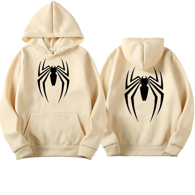Sweat à capuche pour hommes, mode de rue, imprimé araignée, polaire, décontracté, drôle, ample, spiderman, vêtements pour hommes, nouvelle collection 2024