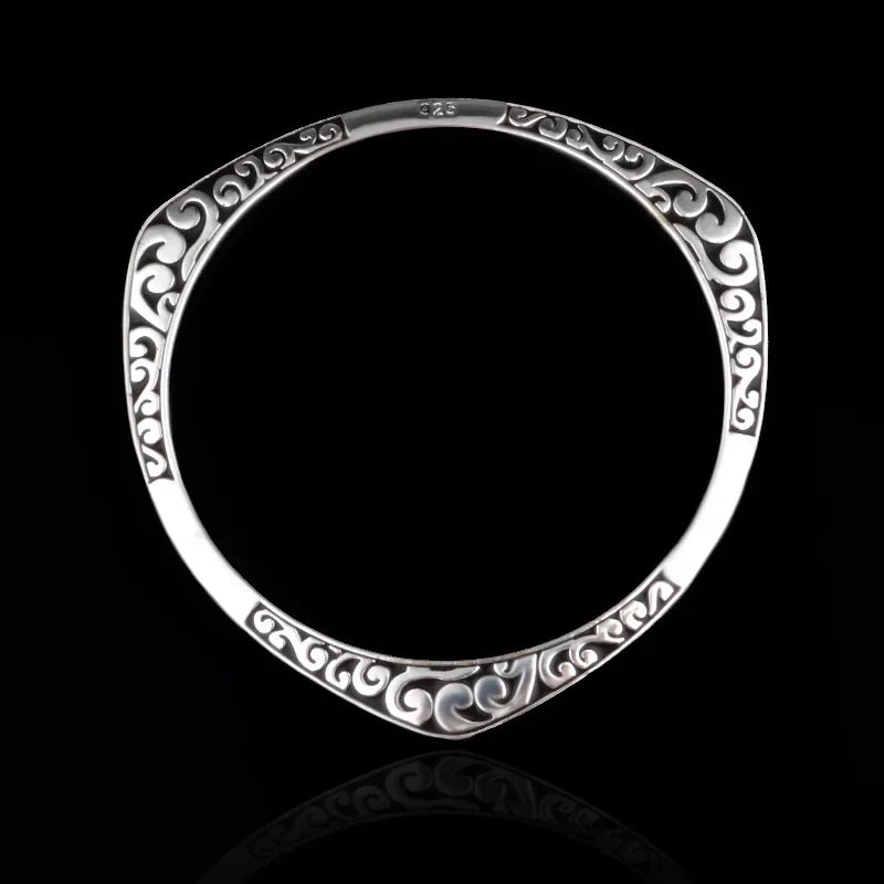Nouveauté 925 Bracelets tibétains en argent Sterling femmes manchette Bracelet Bracelet offre spéciale de luxe avec timbre bijoux