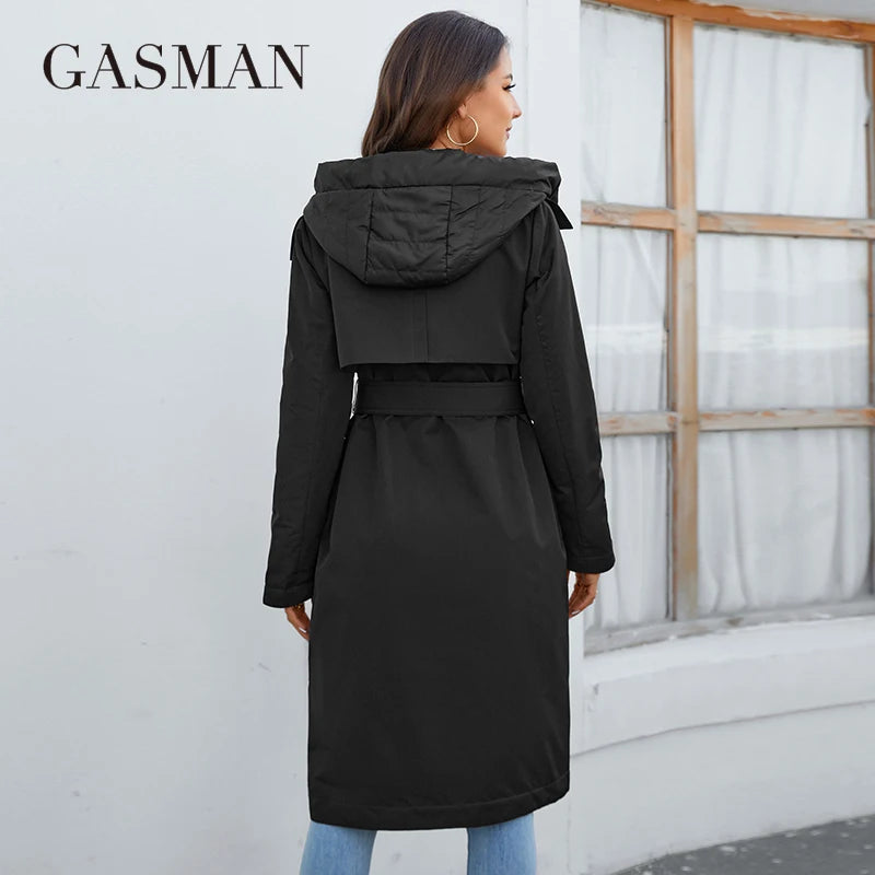 GASMAN – doudoune longue en coton fin pour femme, 2023