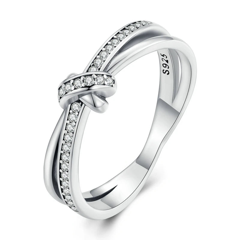 WOSTU-Bague empilable en argent regardé 100% pour femme, bijoux à la mode, cadeau original, souhait scintillant, chaud, 925, XCH7649