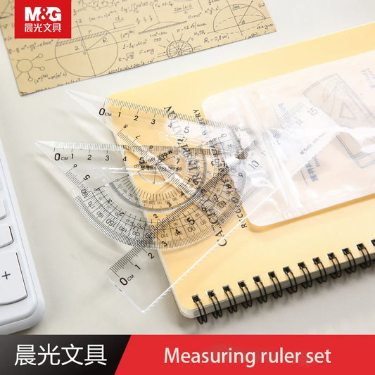 M & G- Ensemble de règles de mesure, rapporteur, règle droite, équerre