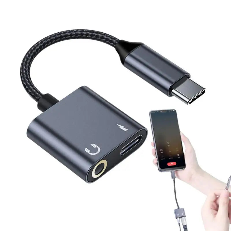 Adaptateur de téléphone de sauna de type C pour touristes, 2 en 1, répartiteur USBC, prise AUX, tête de prise 3.5mm, câble audio