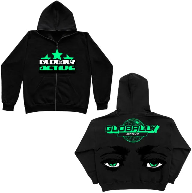 Sweat à capuche zippé Halloween V-Star Vizion Cobweb Dark Hip, sweat à capuche rétro américain, veste tendance pour hommes de la rue 2025, sweat à capuche surdimensionné