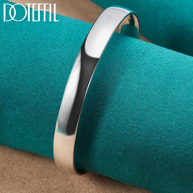 DOTEFFIL 925 argent Sterling 10mm lisse solide Bracelet bracelets pour femmes hommes mariage fiançailles fête bijoux
