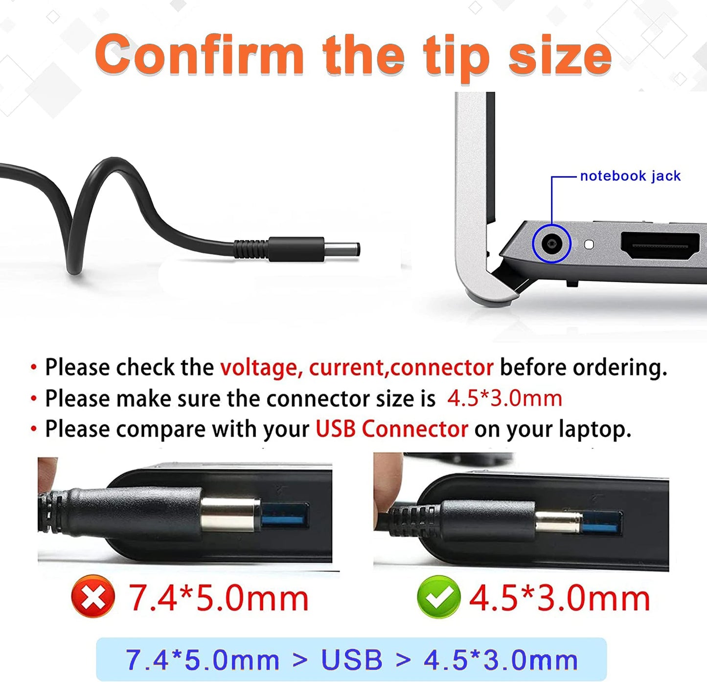 Chargeur 65W pour ordinateur portable, compatible avec Dell Inspiron