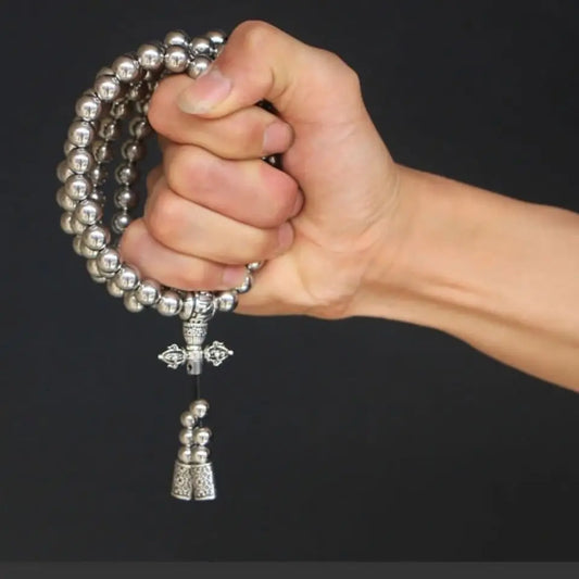 Bracelet et collier en acier au titane, perles de prière JOPrayer, auto-défense, taille, foi bouddha, pendentif croix, gadgets pour hommes, bijoux cadeaux