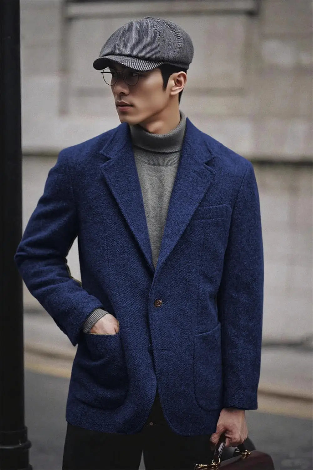 Tissu en laine hommes sergé costume veste automne homme Blazers homme grande taille costume personnalisé manteau style italien bureau d'affaires costume veste