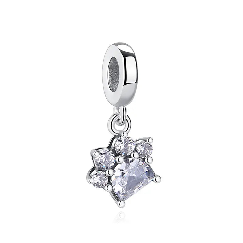 Original 925 en argent Sterling breloque perle amour chien chat patte Panda luciole pendentif breloques idéal pour bracelet colliers femmes bijoux