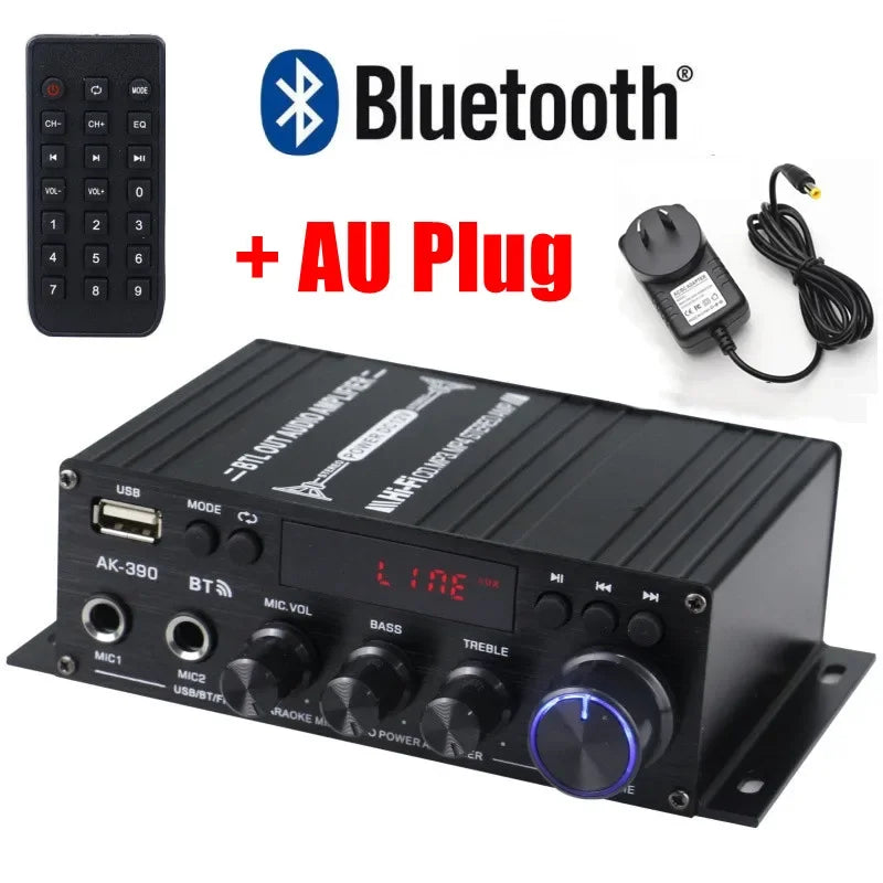 WOOPKER-Amplificateur de son pour système audio-visuel domestique, lecteur multimédia de basse de médailles numériques stéréo, amplificateur de puissance HiFi, AK390, BT 5.0, 800W