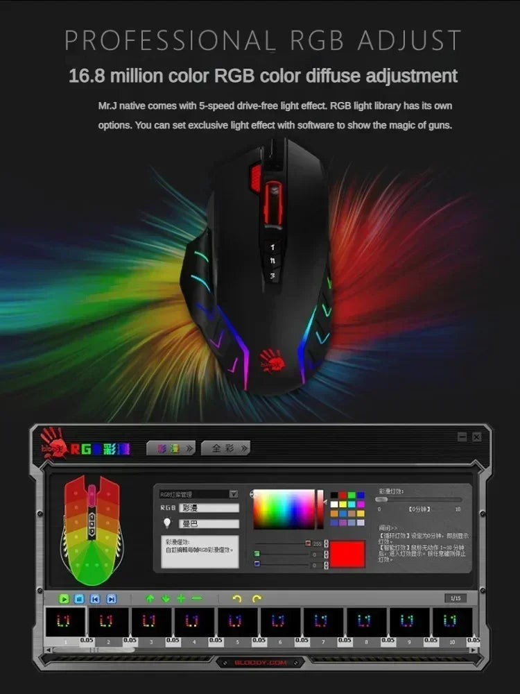 A4Tech sanglant J95s souris filaire Programmable automatique FM 5k moteur optique Pc ergonomie rvb e-sports souris de jeu Cf PUBG
