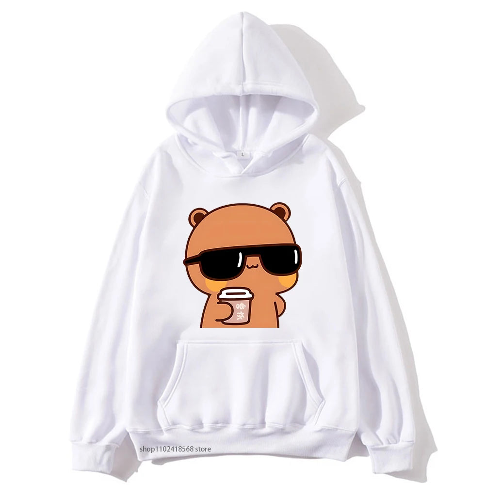 Sweat à capuche imprimé dessin animé Bubu Dudu pour hommes et femmes, sweats à capuche chauds, pull Kawaii, sweat Harajuku pour couple, sweat à capuche en polaire