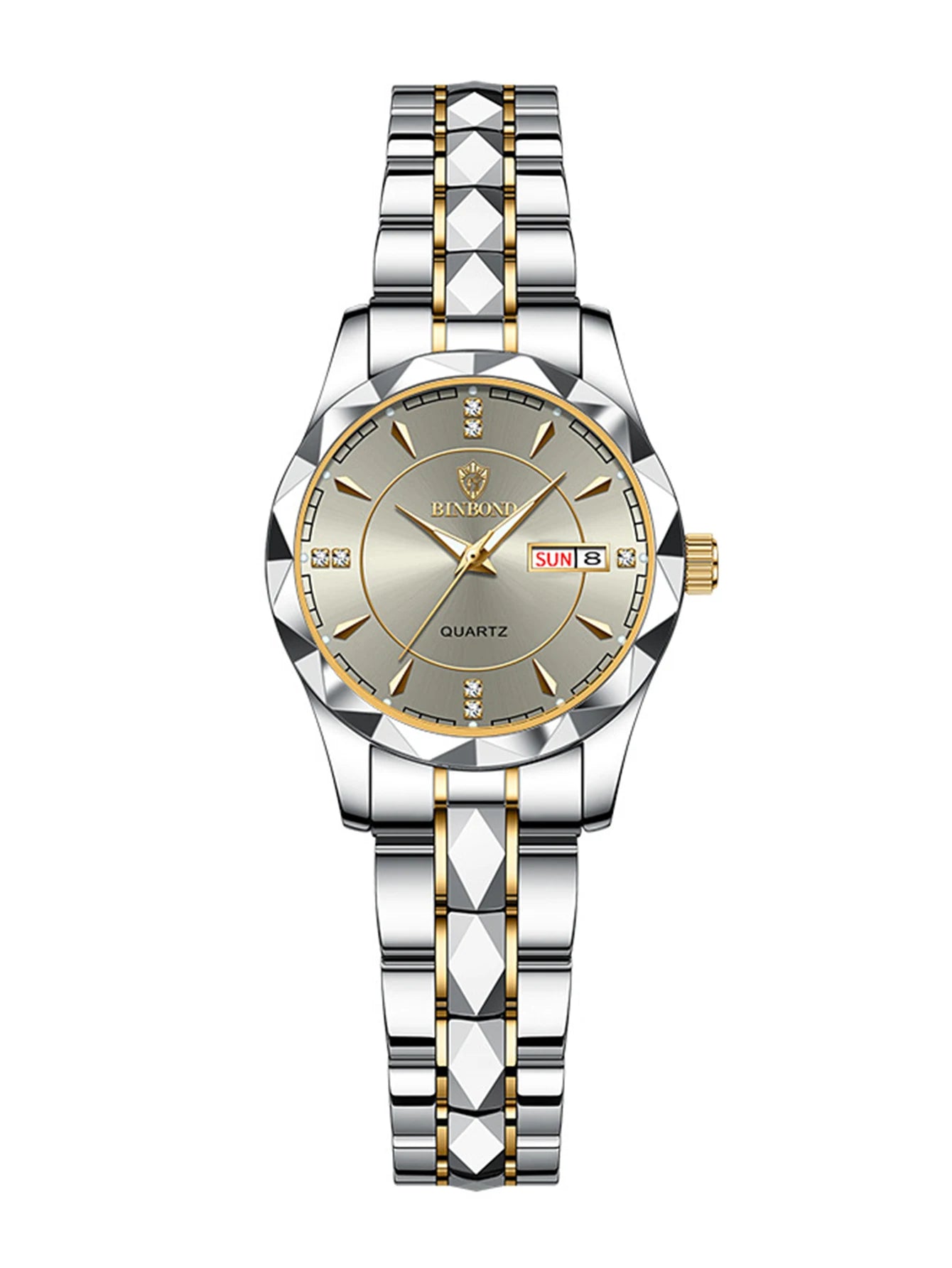 BINBOND montres en acier inoxydable montre à Quartz étanche lumineux Date