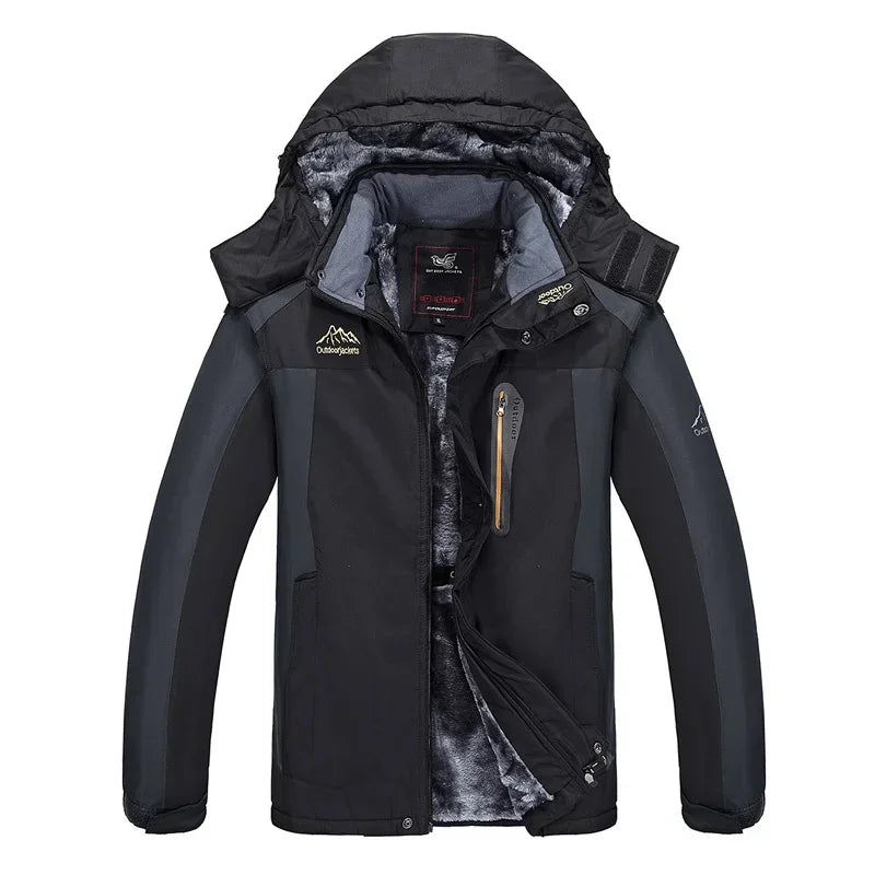 Coupe-vent homme grande taille 8XL 9XL veste d'hiver hommes imperméable coupe-vent velours chaud Parka manteau tourisme montagne neige pardessus