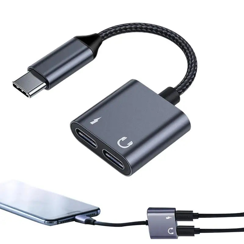 Adaptateur de téléphone de sauna de type C pour touristes, 2 en 1, répartiteur USBC, prise AUX, tête de prise 3.5mm, câble audio