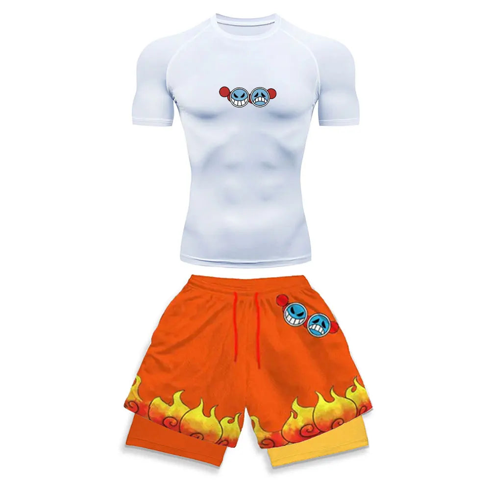 2025 Costume de sport de compression imprimé à la mode Vêtements d'été Costume athlétique pour hommes - Élégant Fitness Running Ensemble deux pièces décontracté