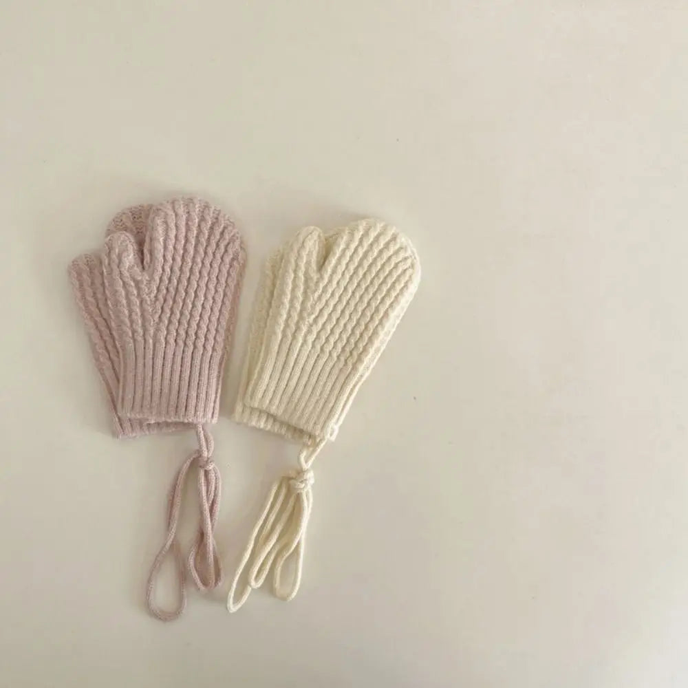 Gants en tricot résistants au froid pour enfants, mitaines chaudes, gants à laçage décontractés, document solide, automne, hiver, nouveau