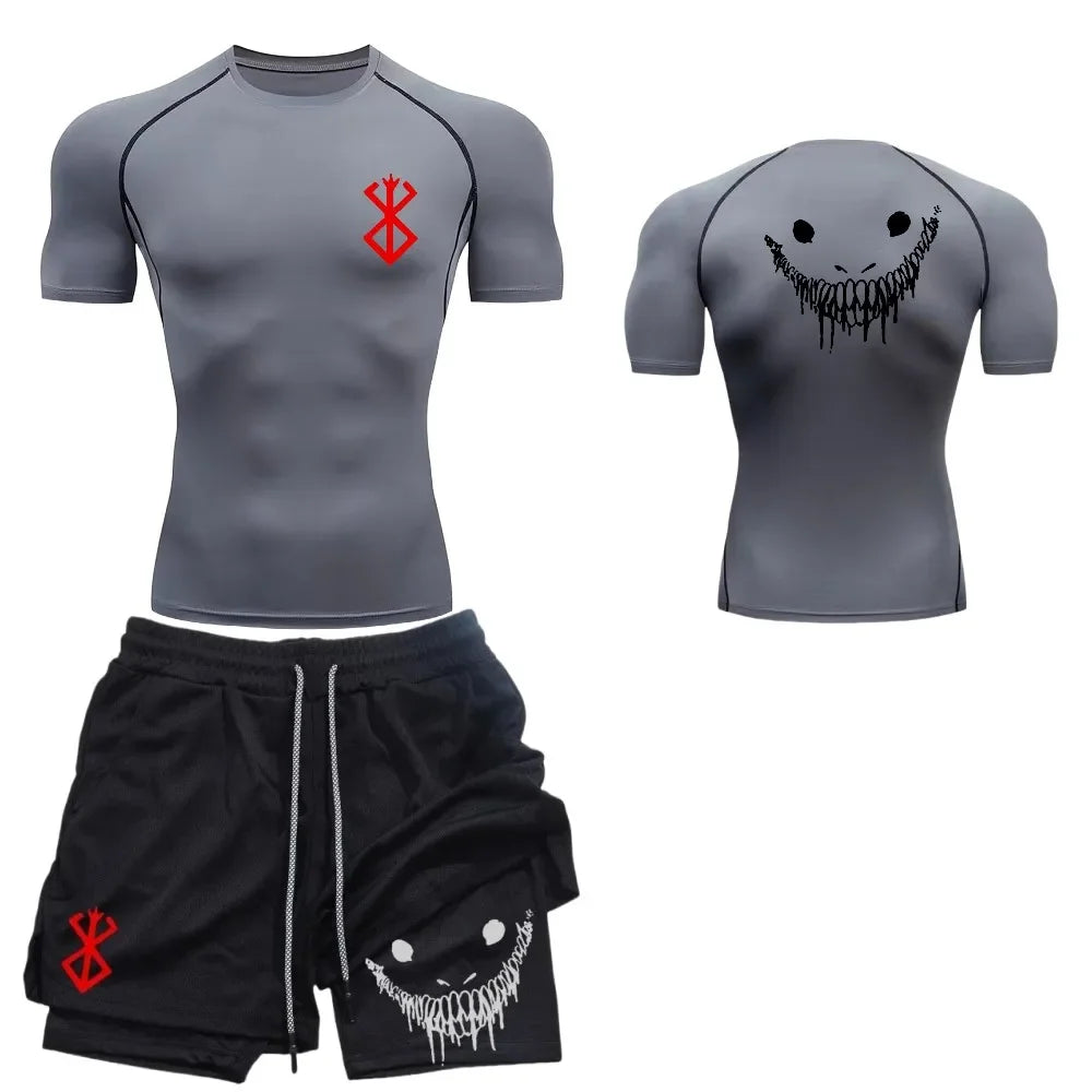 Ensemble de fitness décontracté à la mode pour hommes, vêtements de sport à séchage rapide, shorts + chemise, ensemble 2 pièces, course à pied, entraînement, été