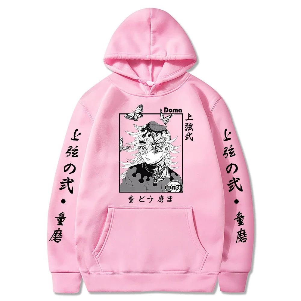 Sweat à capuche pour hommes et femmes, imprimé graphique Douma, décontracté, ample, Harajuku, unisexe, automne, chaud, tendance, Anime Demon Slayer