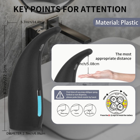 1 Automatic Soap Dispenser, & Battery-Powered, Reduced Contact for Health, Ideal for Bathroom and Home Use, Soap Dispenser|Modern Bathroom Accessory|Durable Plastic Dispenser